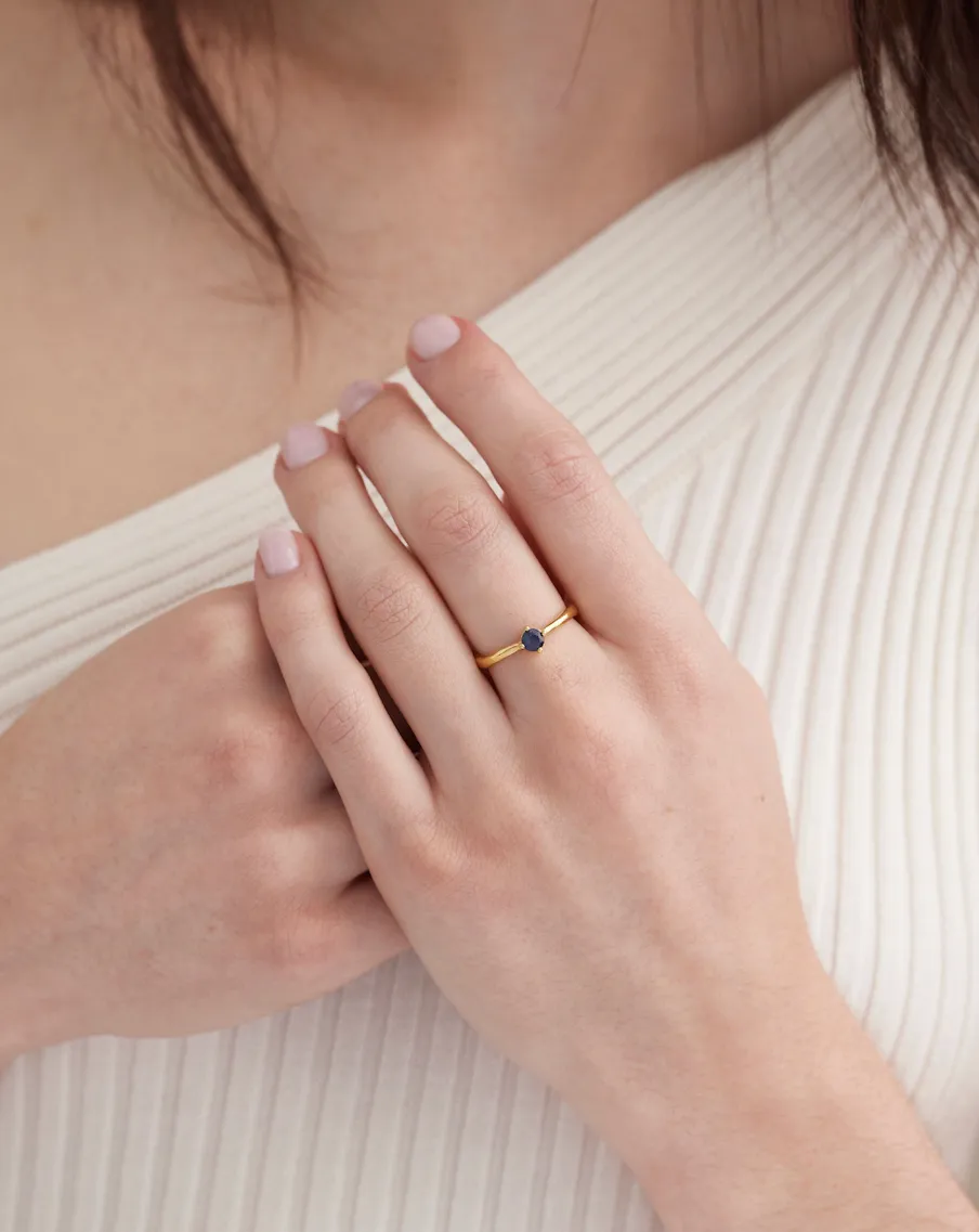 September Sapphire Gold Birthstone Ring