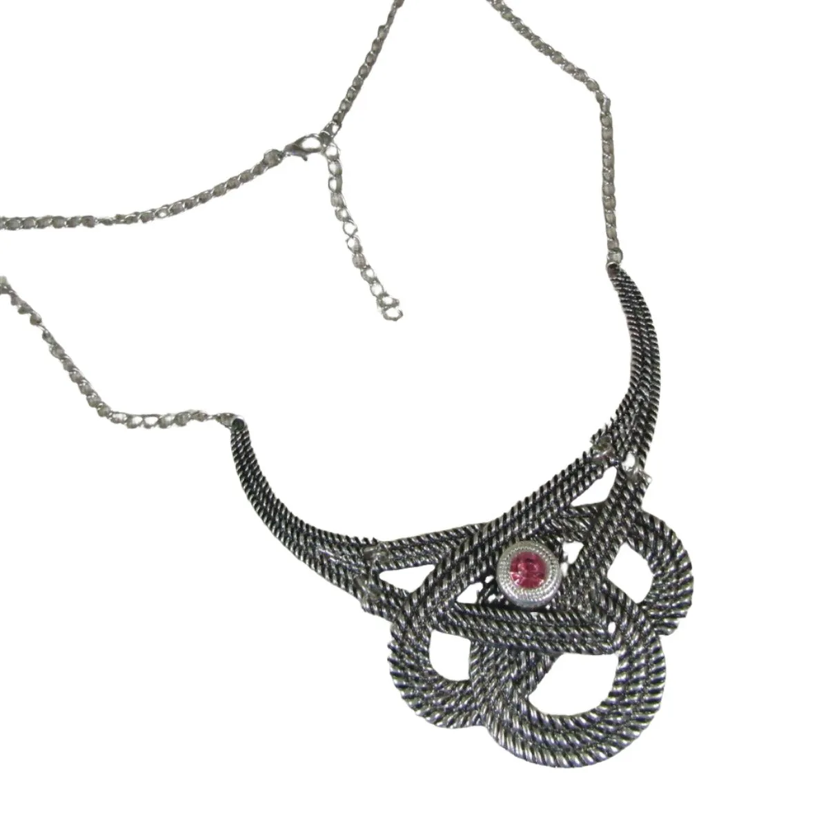 Silver Collar Necklace with Crystal Accent