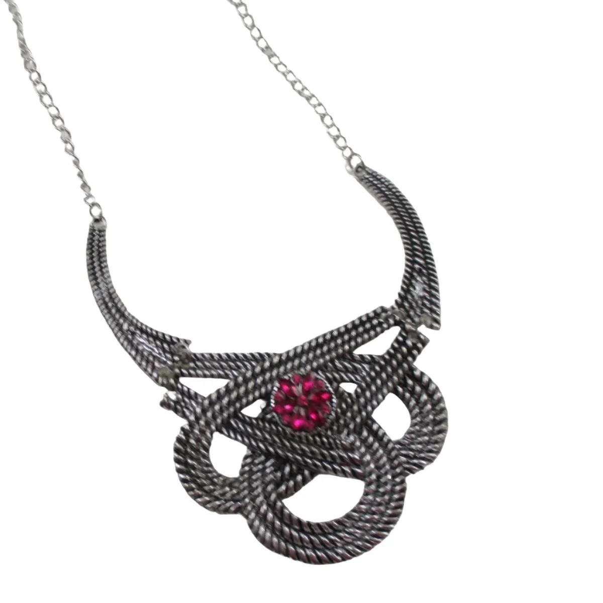 Silver Collar Necklace with Crystal Accent