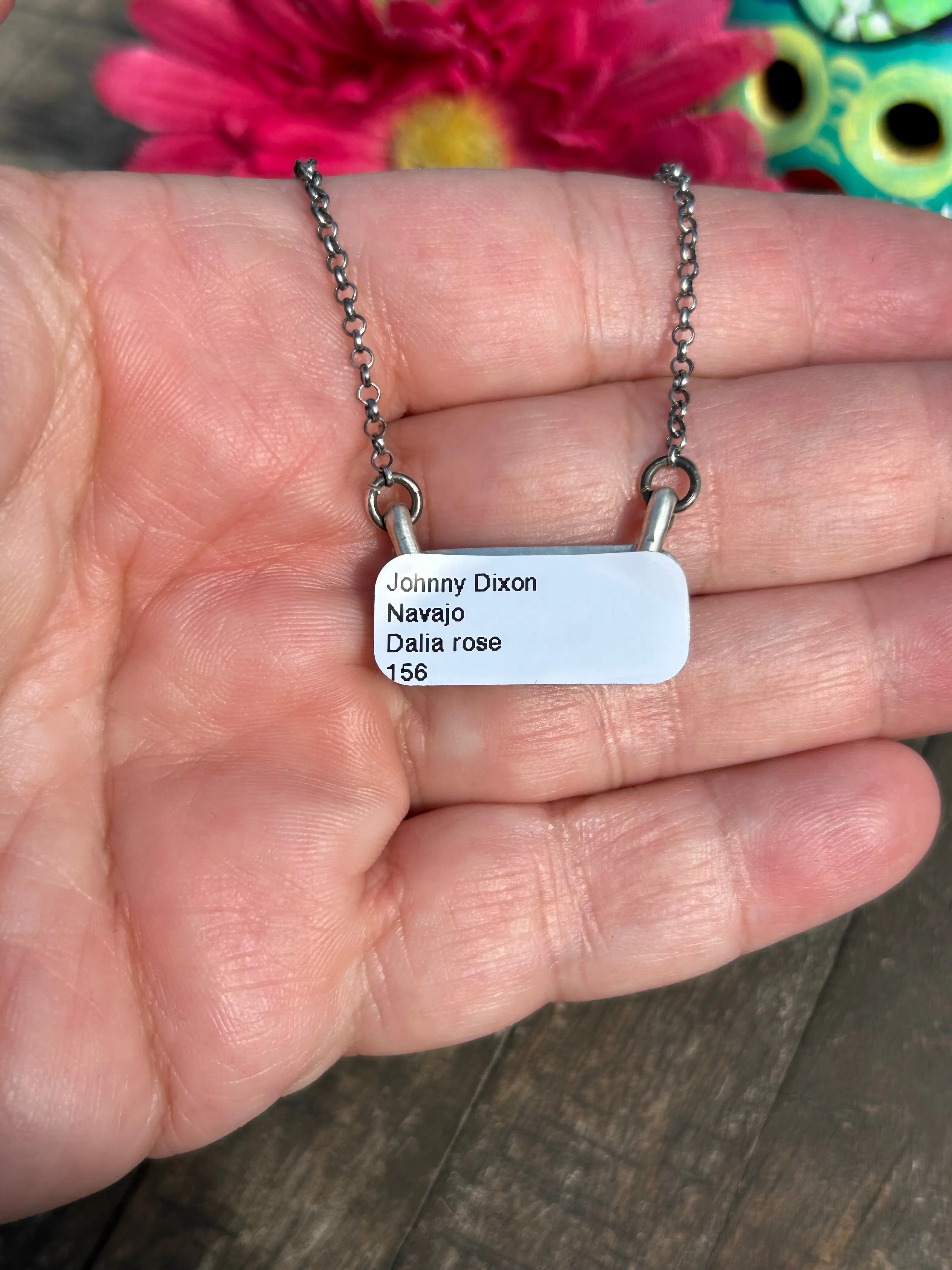Small Dahlia Rose Bar Necklace #7