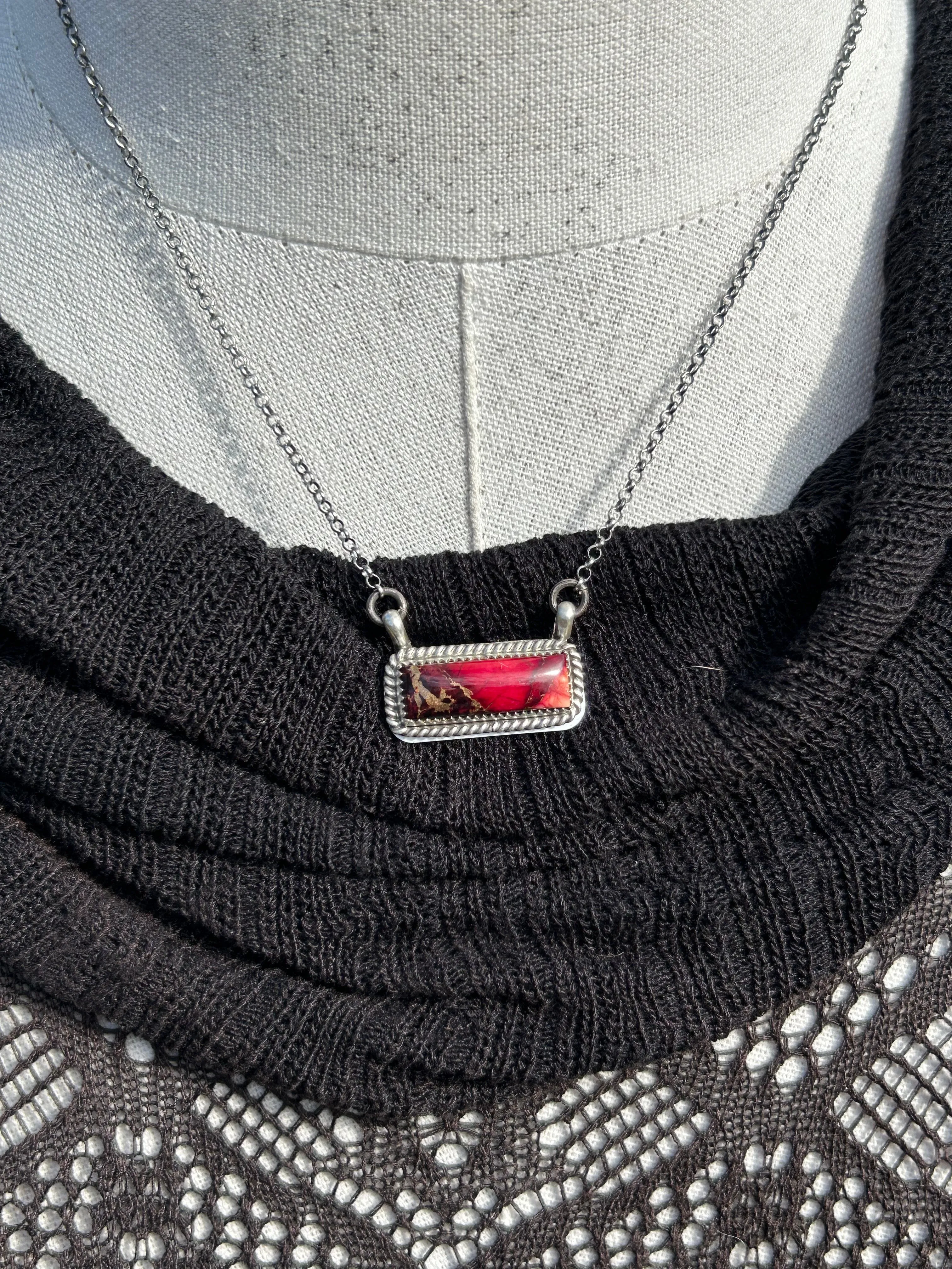 Small Dahlia Rose Bar Necklace #7