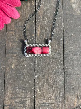Small Dahlia Rose Bar Necklace #7