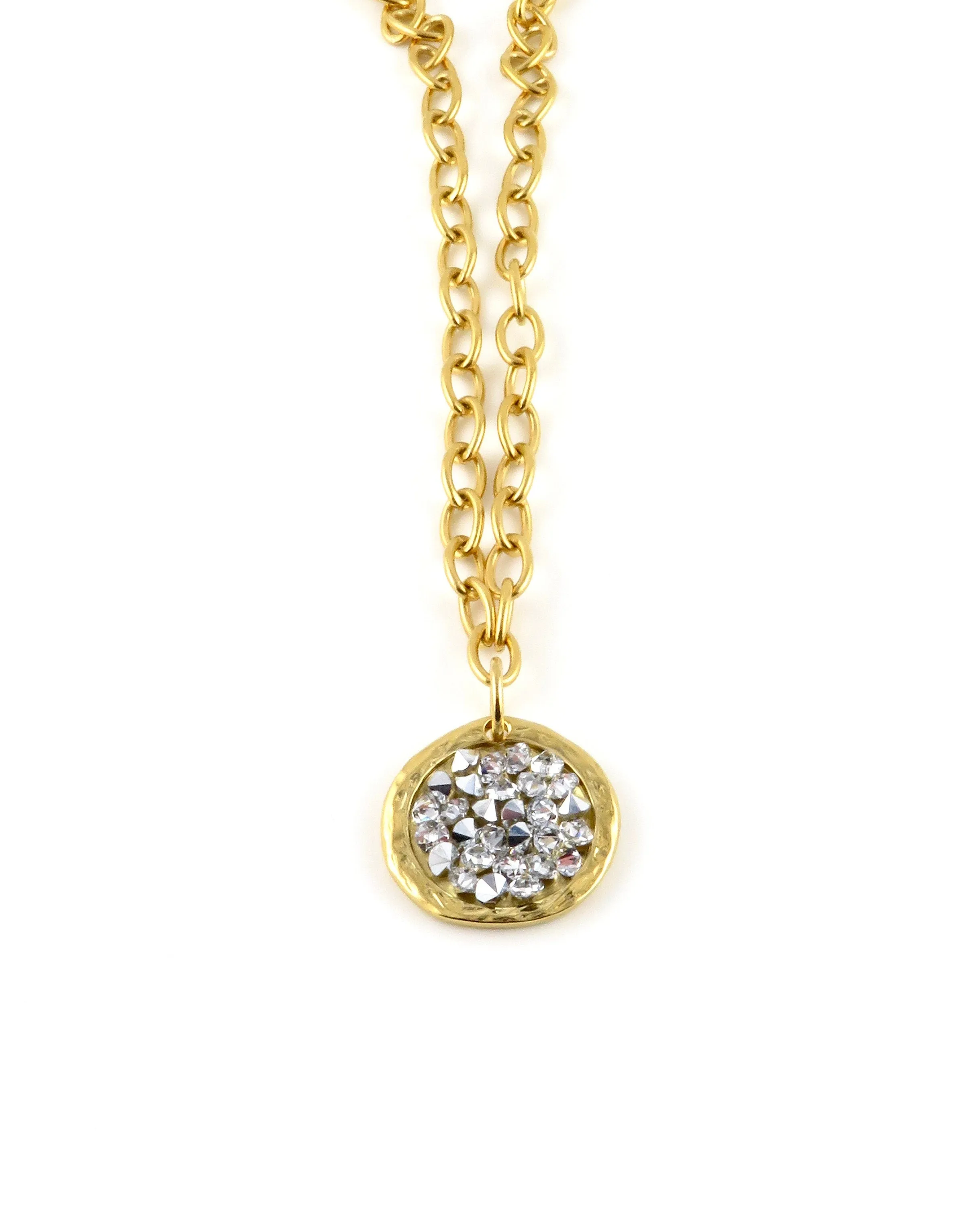 Sparkly Bright Crystal Disc Necklace - Small
