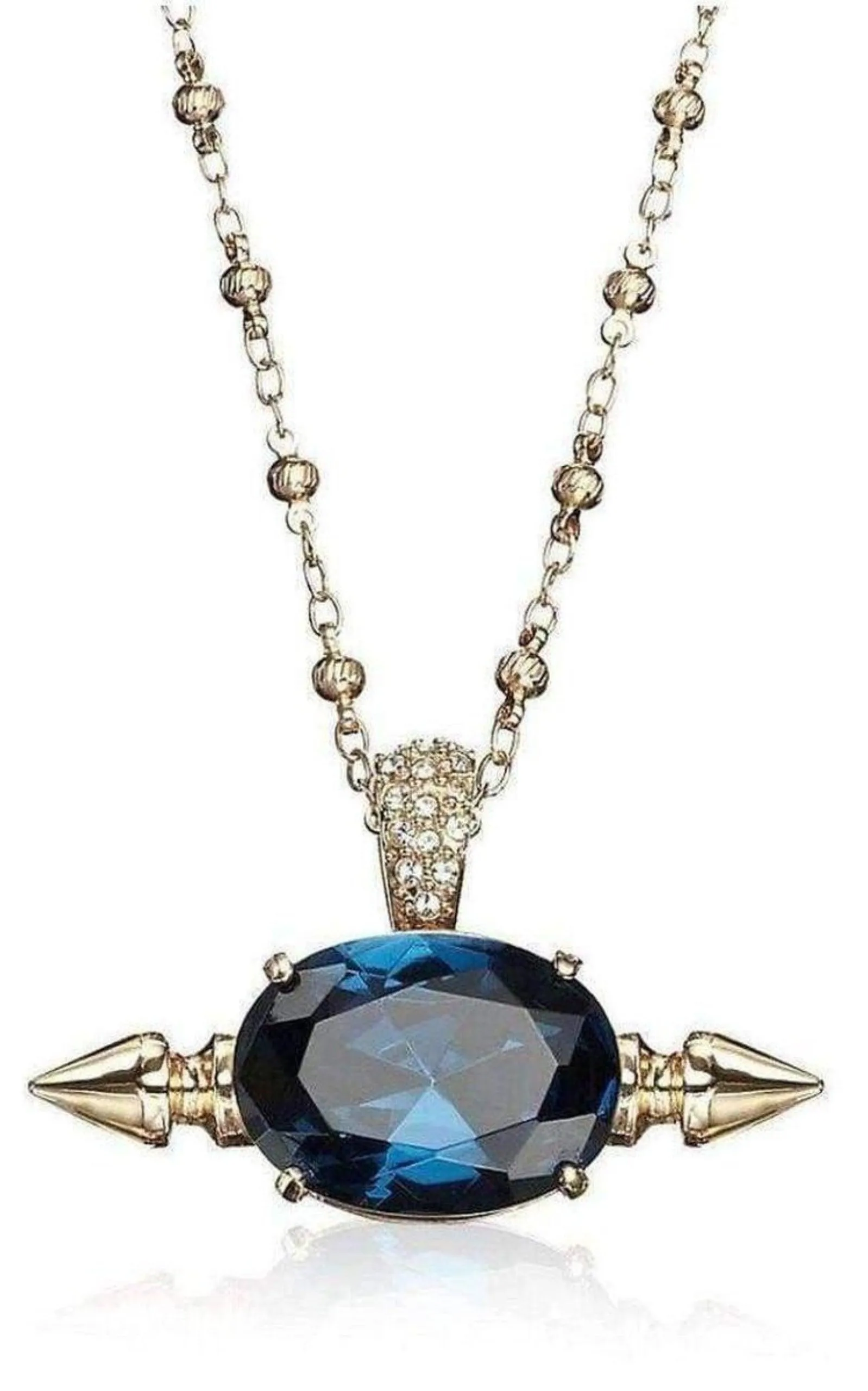 Spike and Oval Blue Crystal Necklace
