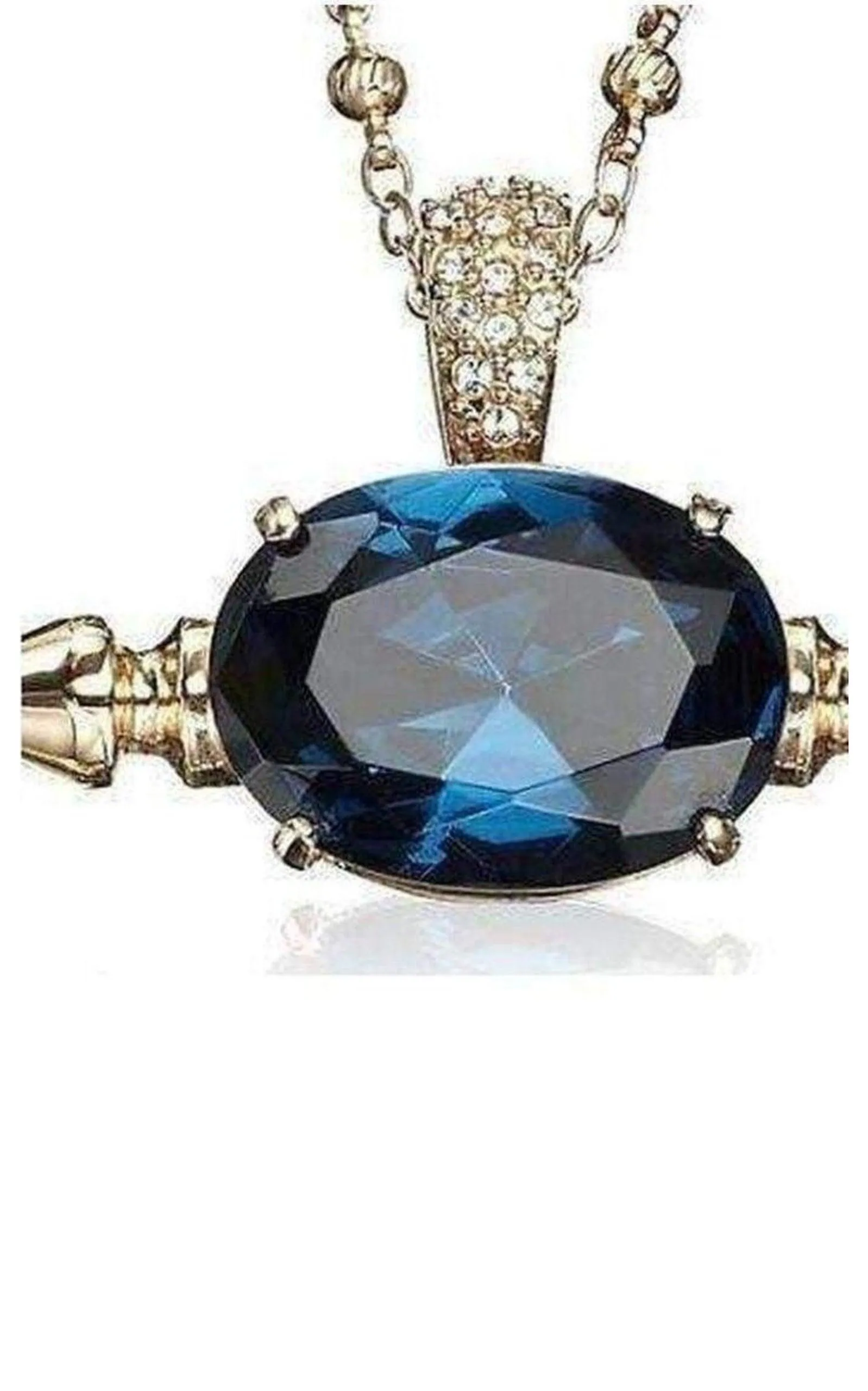 Spike and Oval Blue Crystal Necklace