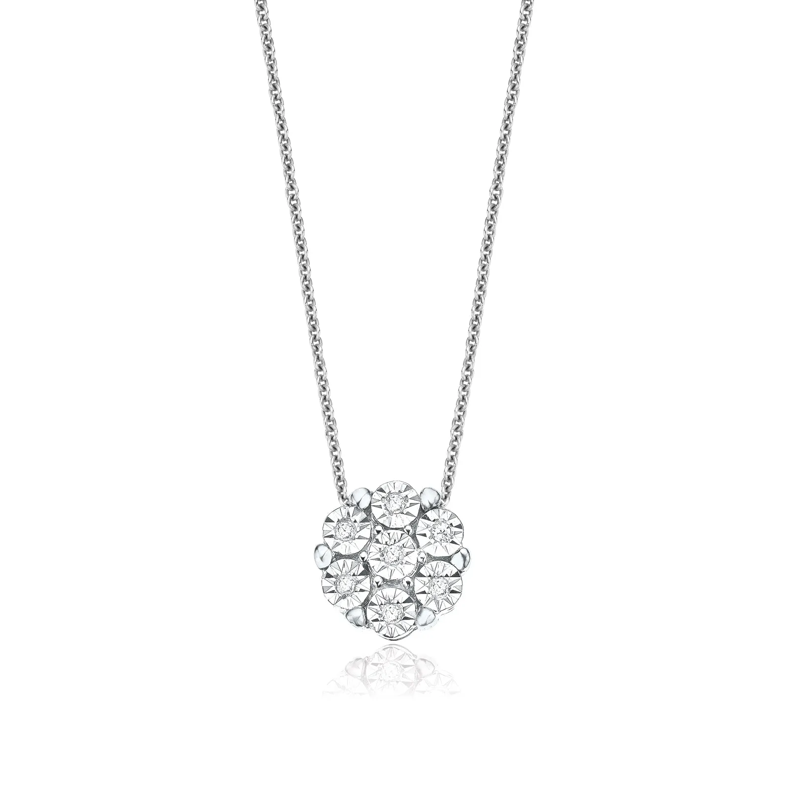 Sterling Silver Diamond Set Cluster Pendant