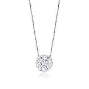 Sterling Silver Diamond Set Cluster Pendant