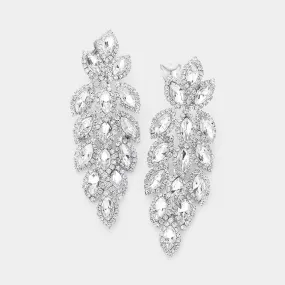 SYDNEY– clear silver marquise rhinestone clip on earrings