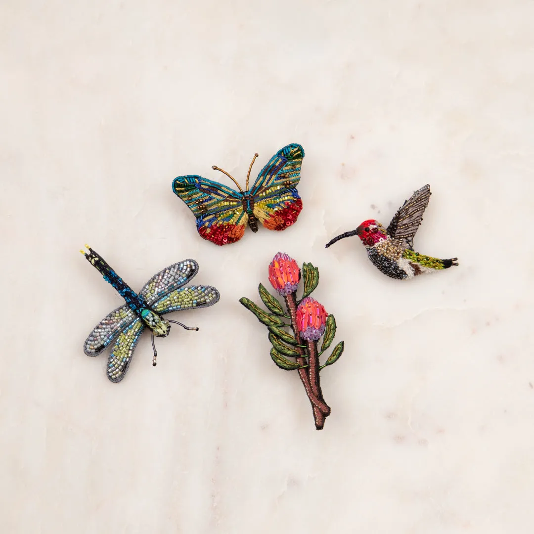 Trovelore protea flower embroidered brooch