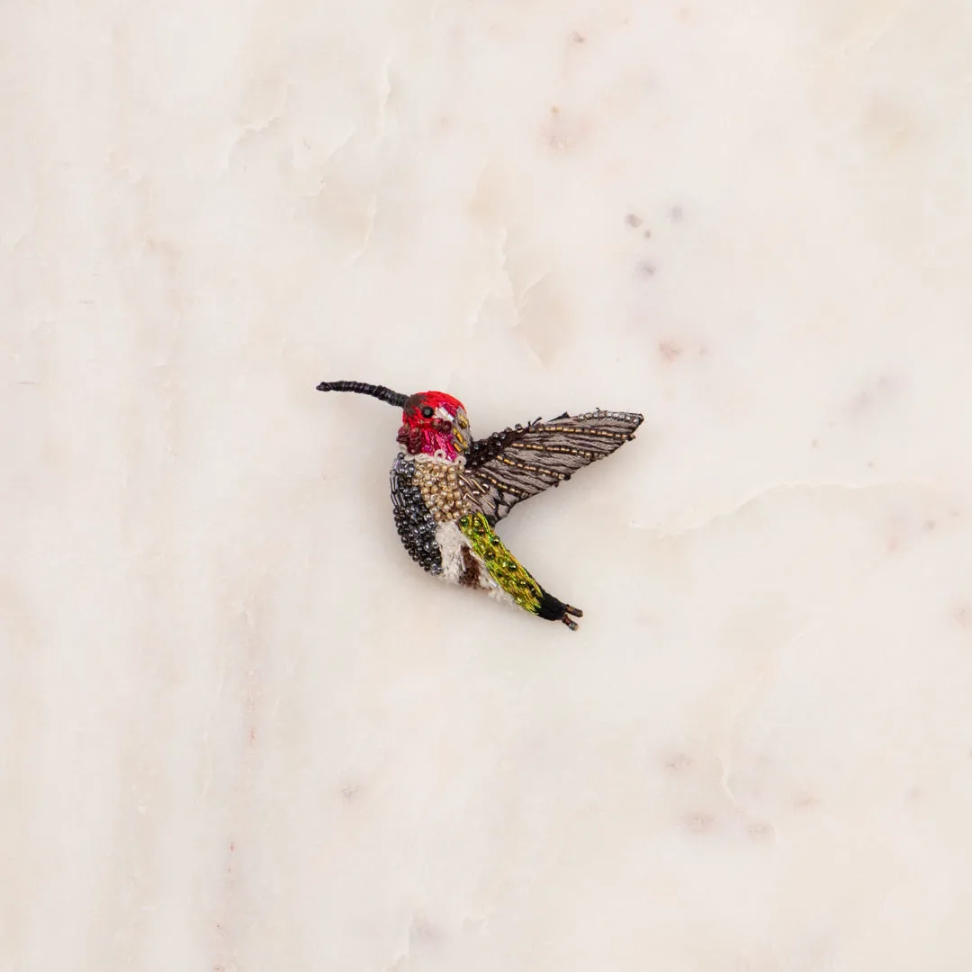 Trovelore sparkling hummingbird embroidered brooch