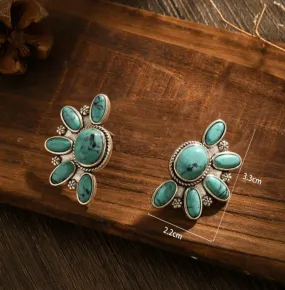 Turquoise Cluster Earrings
