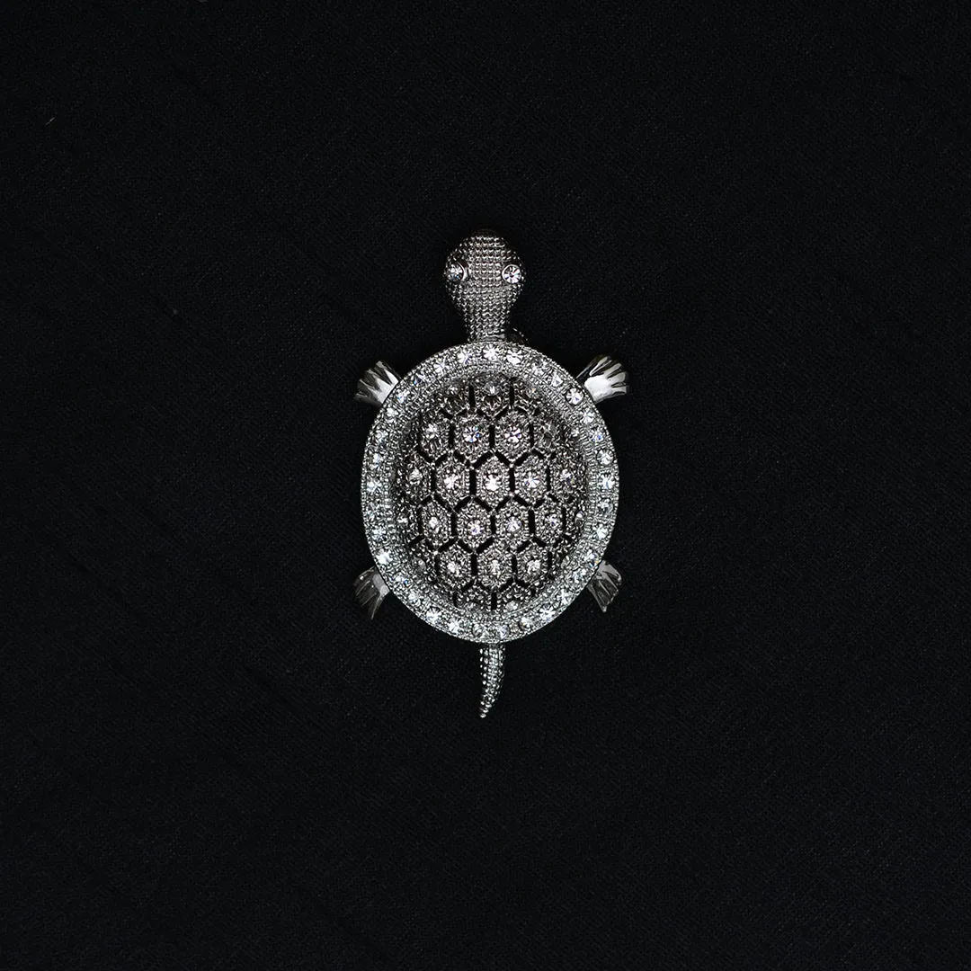 Turtle Shaped Stone Studded Brooch