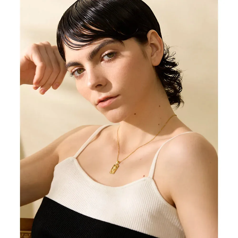 VAIGE Elegant Gold Woman Body Silhouette Pendant Necklace & Hoop Earrings Set in Stainless Steel