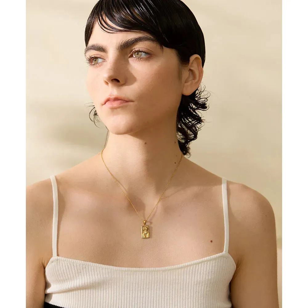 VAIGE Elegant Gold Woman Body Silhouette Pendant Necklace & Hoop Earrings Set in Stainless Steel