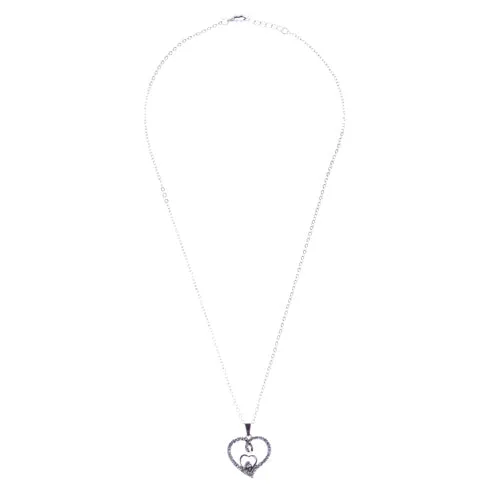 Valentines Jewelry Crystal Rhinestone Gorgeous Hearts Necklace N91 Silver