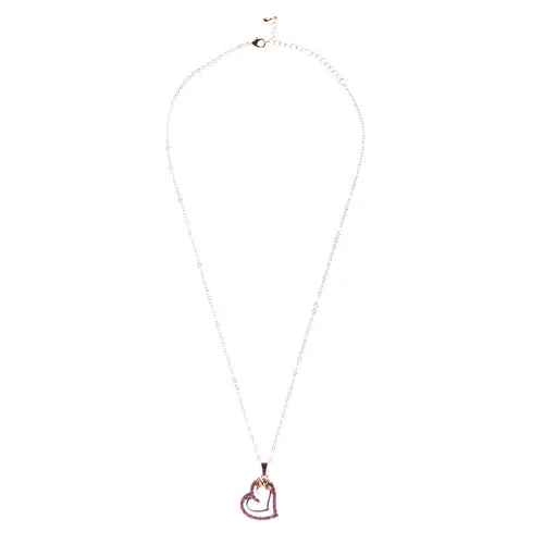 Valentines Jewelry Crystal Rhinestone Sparkling Hearts Necklace N92 Pink
