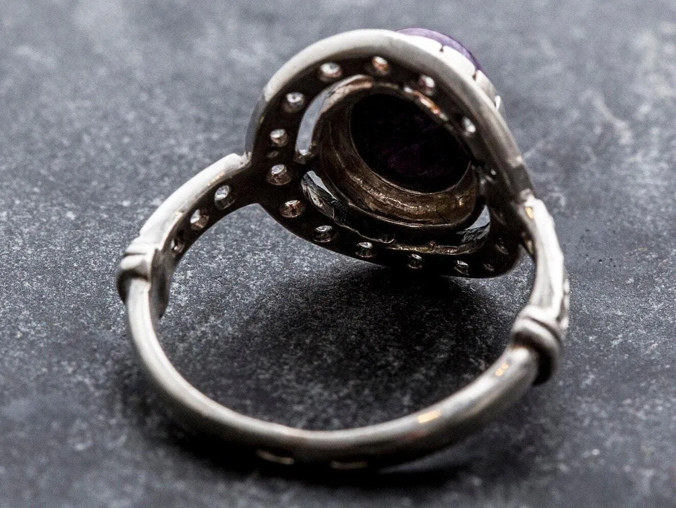 Victorian Purple Ring - Charoite Halo Ring - Purple Antique Ring