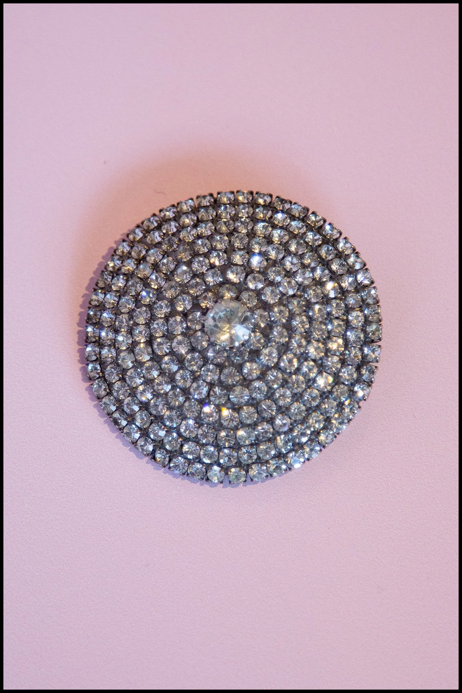 Vintage 1980s Large Rhinestone Shield Brooch