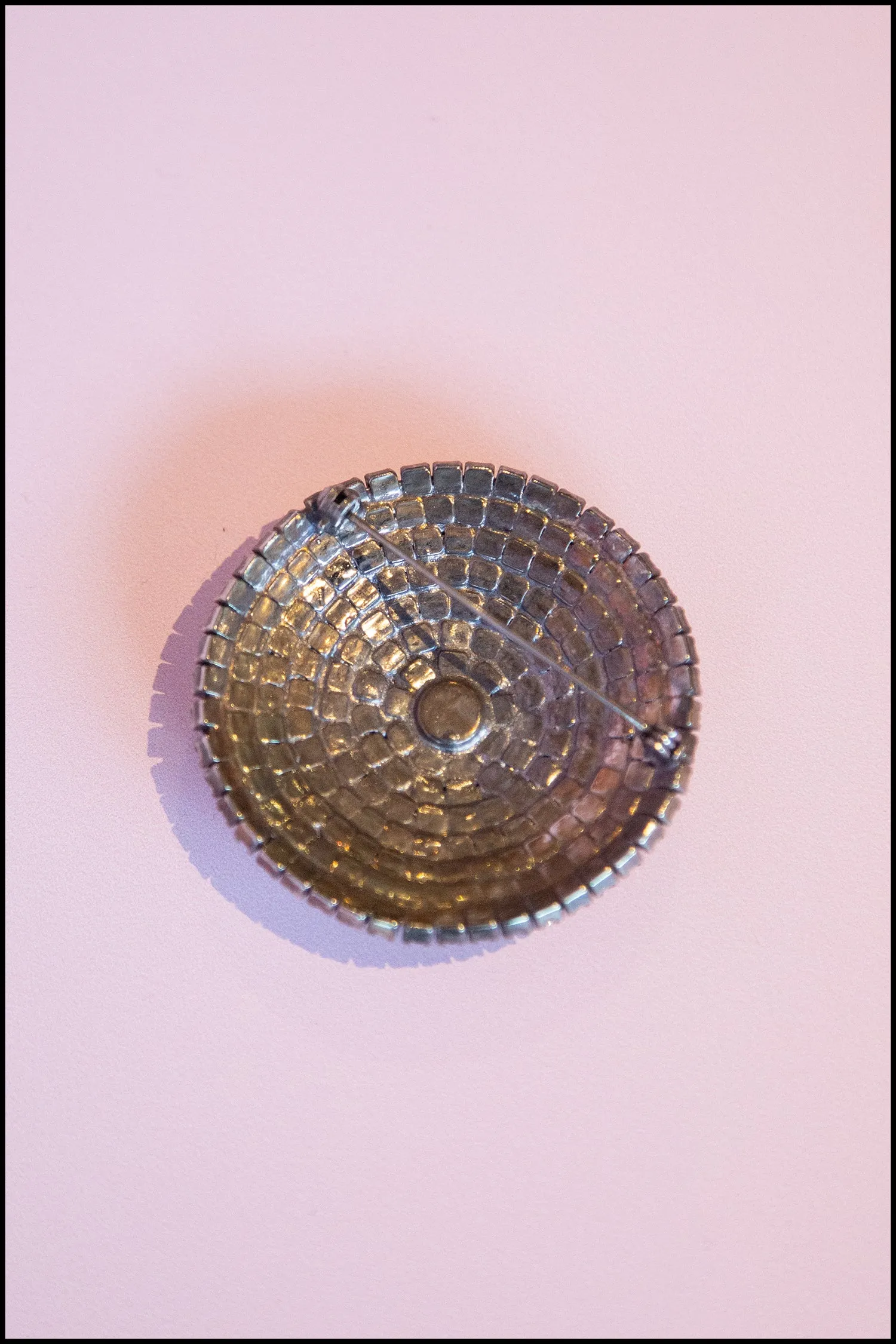 Vintage 1980s Large Rhinestone Shield Brooch