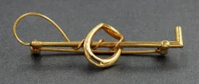 Vintage 9ct Yellow Gold Whip & Stirrup Brooch