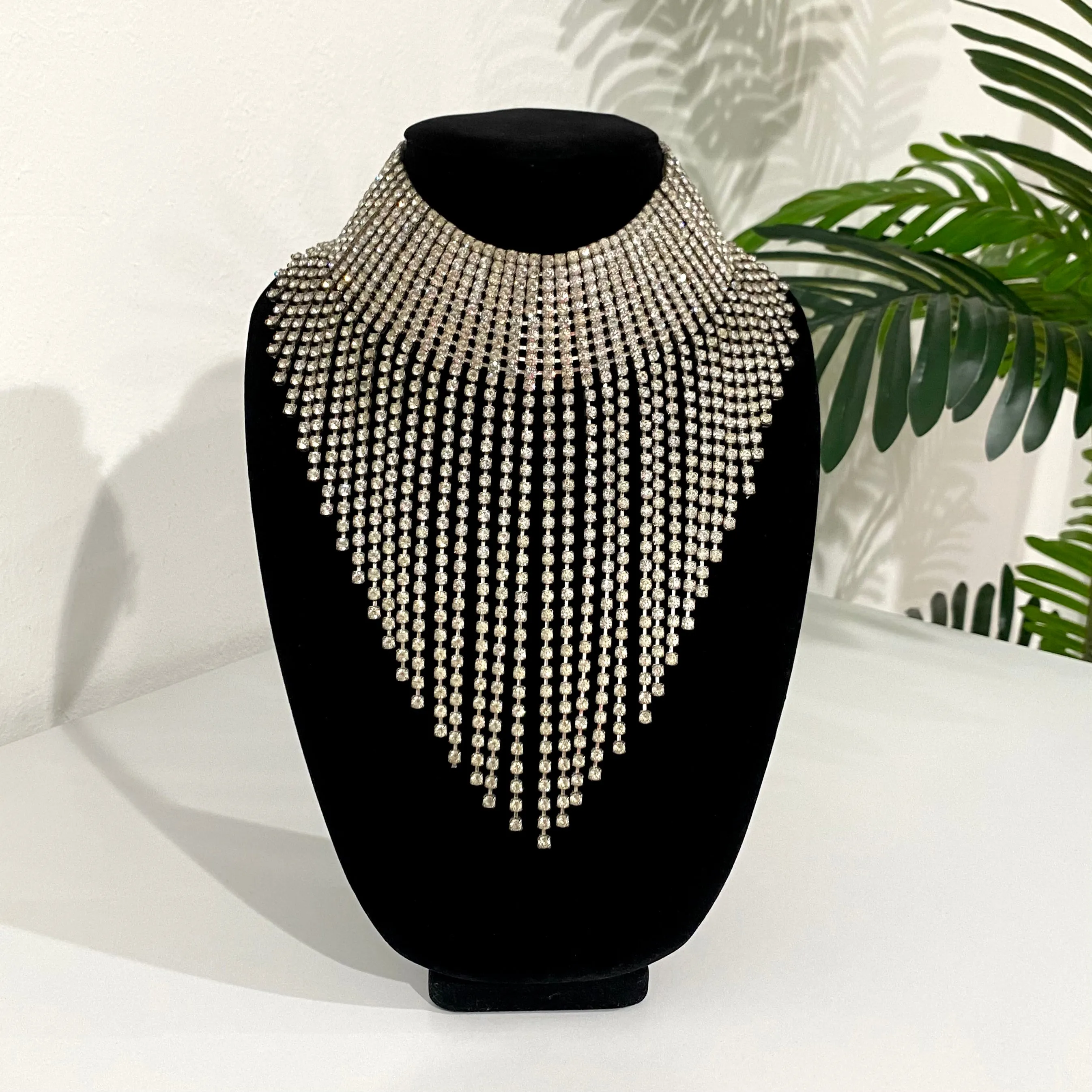 Vintage Rhinestone Waterfall Necklace