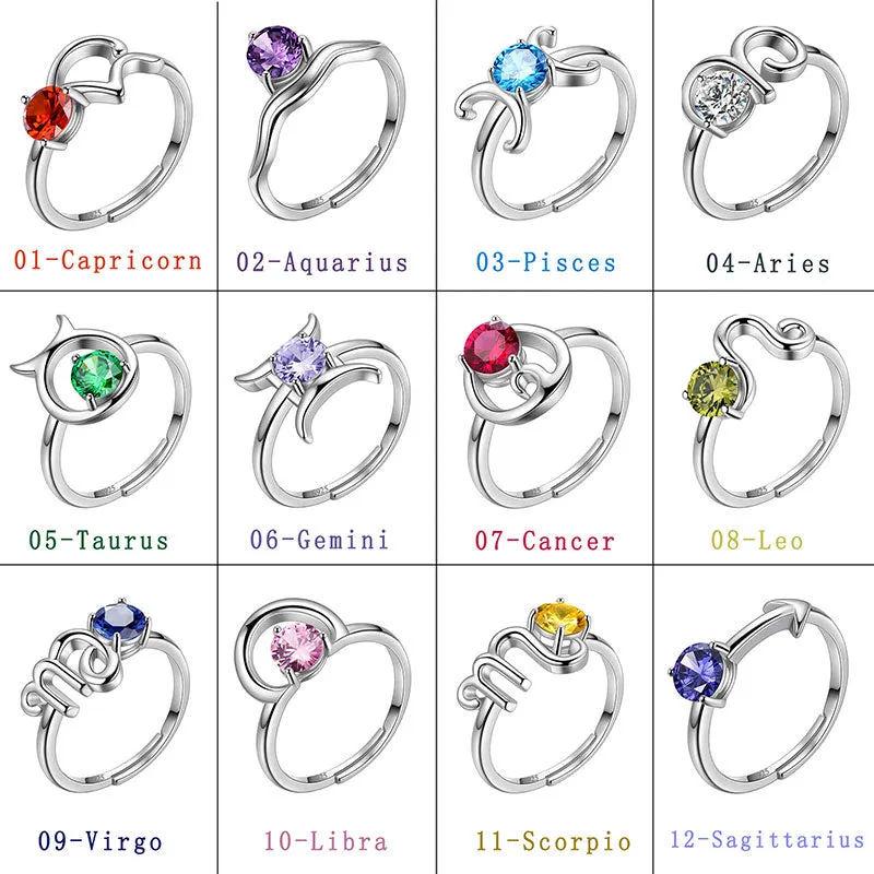 Virgo Ring September Sapphire Birthstone Zodiac Women Girls Jewelry Birthday Gift