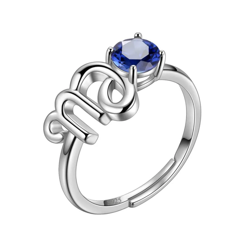 Virgo Ring September Sapphire Birthstone Zodiac Women Girls Jewelry Birthday Gift