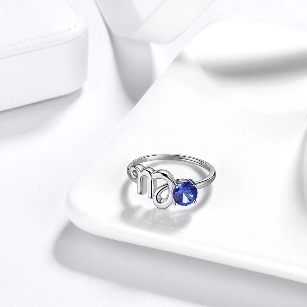 Virgo Ring September Sapphire Birthstone Zodiac Women Girls Jewelry Birthday Gift