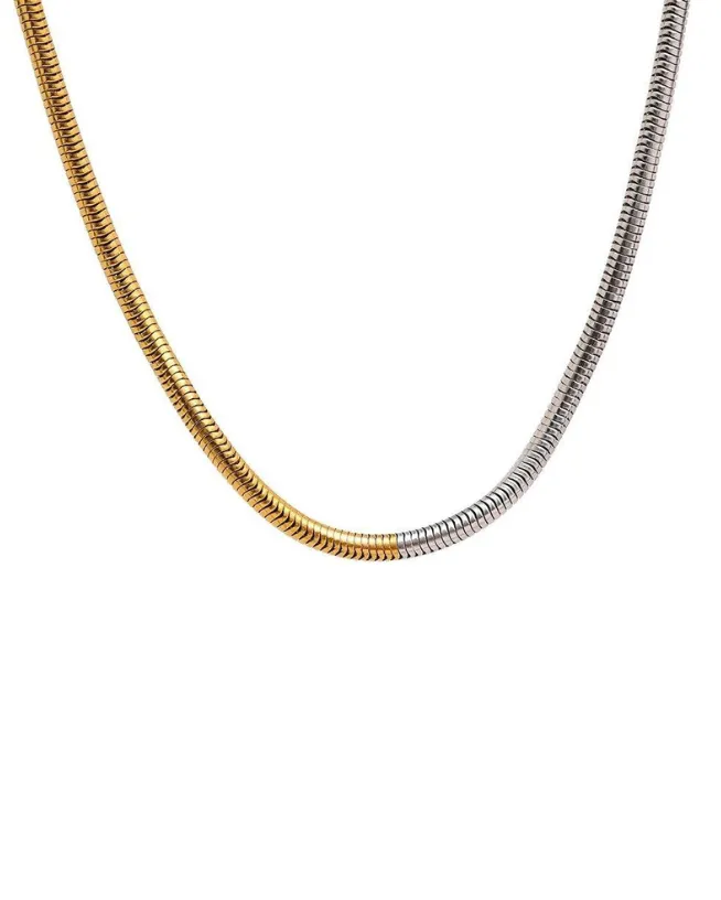 Waterproof Mixed Metal Snake Chain Necklace