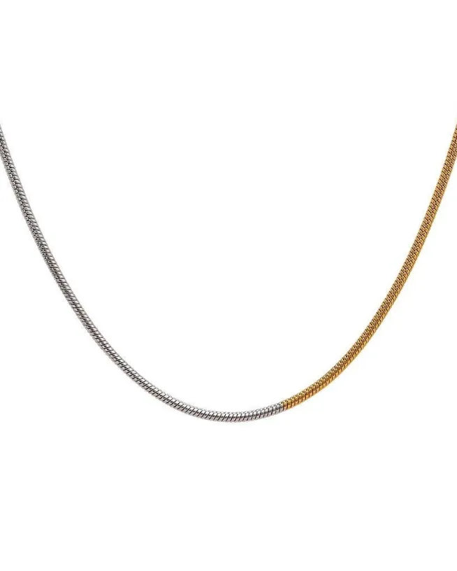 Waterproof Mixed Metal Snake Chain Necklace