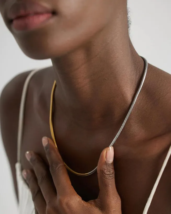 Waterproof Mixed Metal Snake Chain Necklace