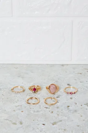 Women Gold Embellished Ring Set (Pack of 6)